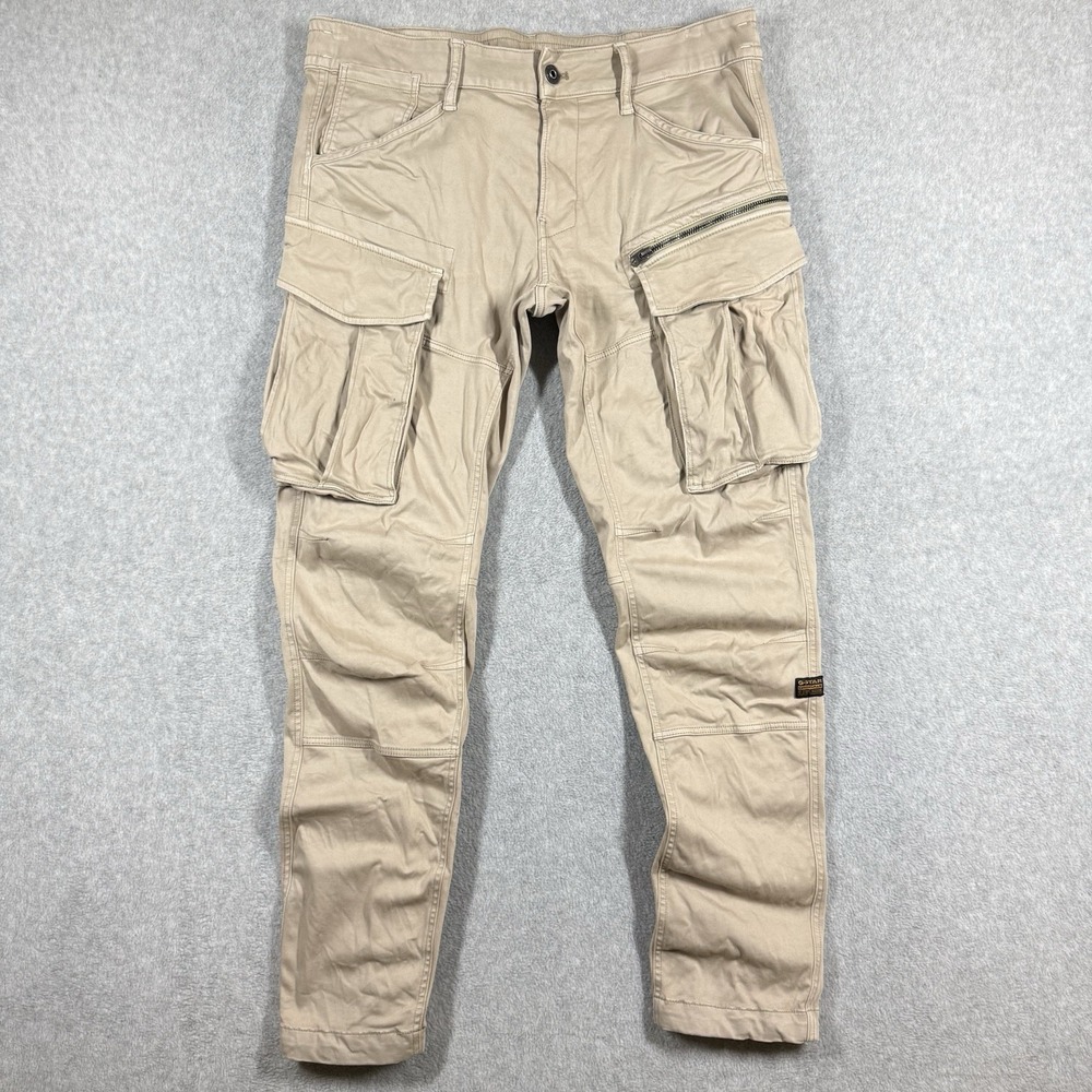 G-Star Raw Cargo Pants Men 35x34 Light Tan Rovic Trainer Zip 3D Regular Tapered